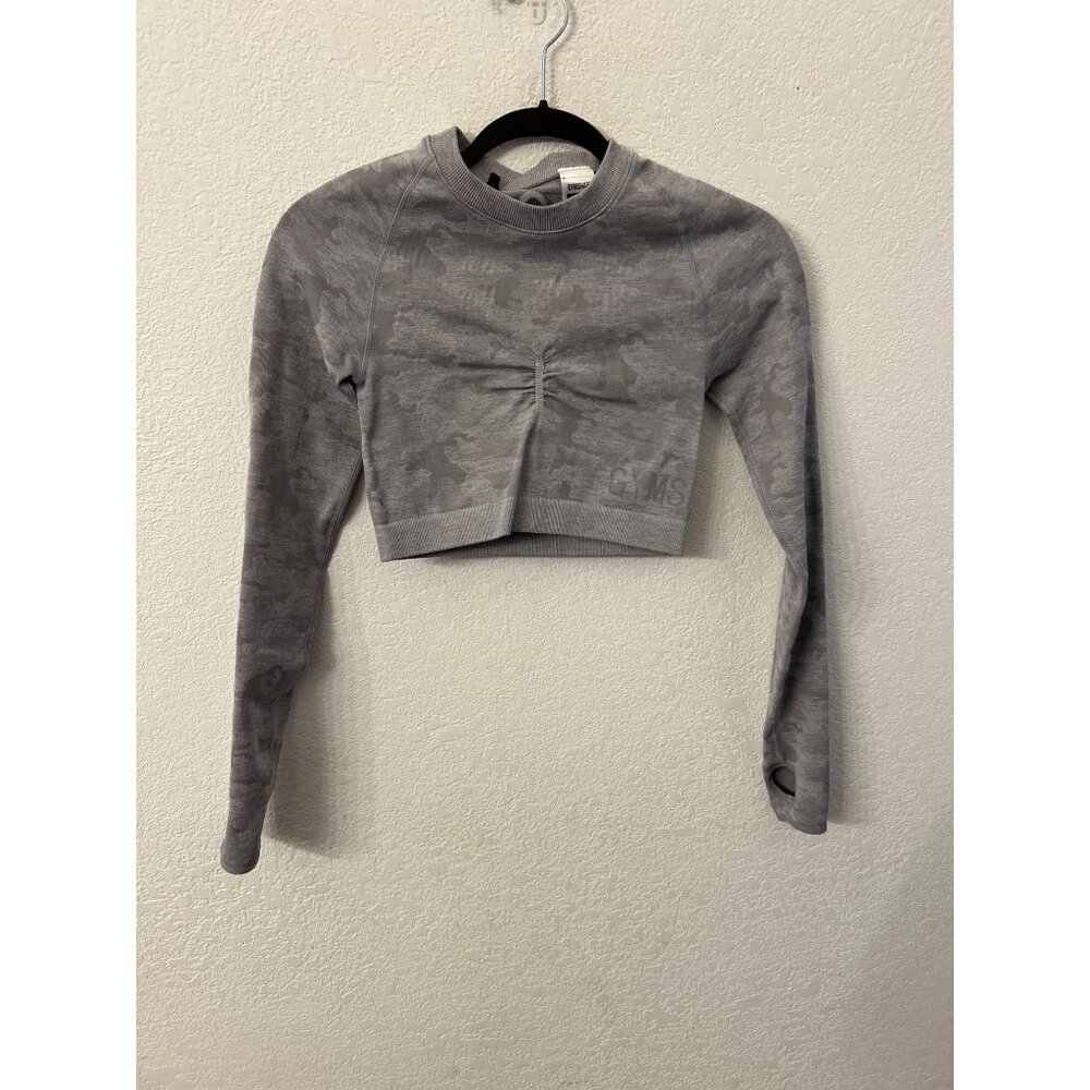 Gymshark adapt camouflage long sleeve athletic crop top women size medium